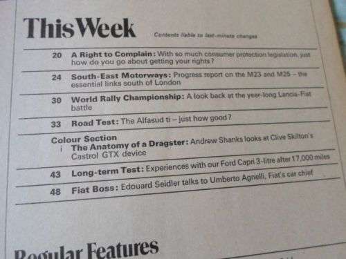 AUTO CAR MAGAZINE 14 DECMBER 1974 ) FORD CAPRI 3-LITRE , ALFASUD TI , FIAT )