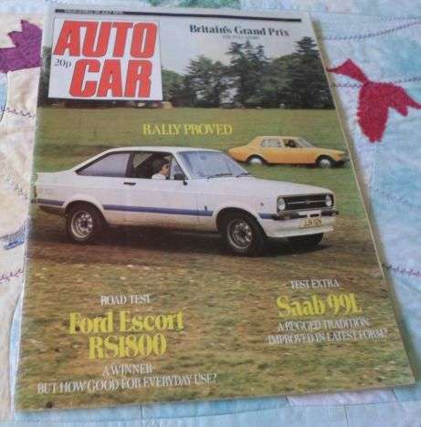 AUTO CAR 26 JULY 1975 ( FORD ESCORT RS1800 , SAAB 99L , CHRYSLER ALPINE , BENTLEY )