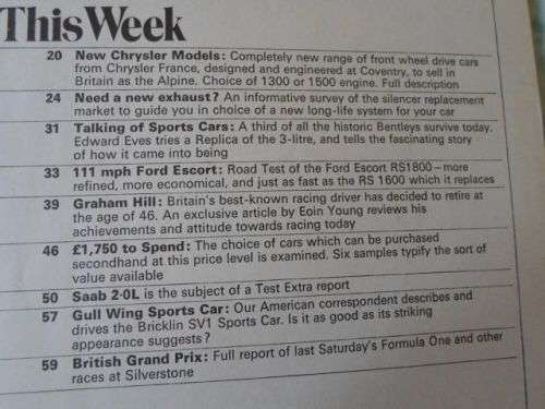 AUTO CAR 26 JULY 1975 ( FORD ESCORT RS1800 , SAAB 99L , CHRYSLER ALPINE , BENTLEY )