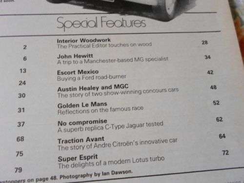 THOROUGHBRED & CLASSIC CARS MAGAZINEJULY 1982 ( FORD ESCORT MK1 , LOTUS ESPRIT , MGC , AUSTIN HEALEY