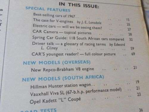 CAR SEPTEMBER 1967 ( FIAT 124 , OPEL KADETT COUPE , WOLSELEY 16/60 , ZEPHYR S.S.