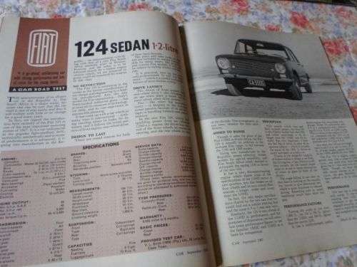 CAR SEPTEMBER 1967 ( FIAT 124 , OPEL KADETT COUPE , WOLSELEY 16/60 , ZEPHYR S.S.