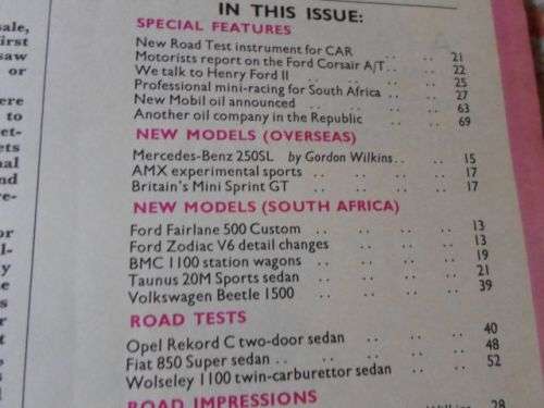 CAR MAGAZINE MAY 1967 ( VOLVO 122S , OPEL REKORD 2-1 C , FIAT 850 SUPER , WOLSELEY 1100