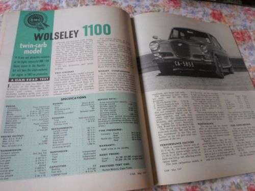 CAR MAGAZINE MAY 1967 ( VOLVO 122S , OPEL REKORD 2-1 C , FIAT 850 SUPER , WOLSELEY 1100