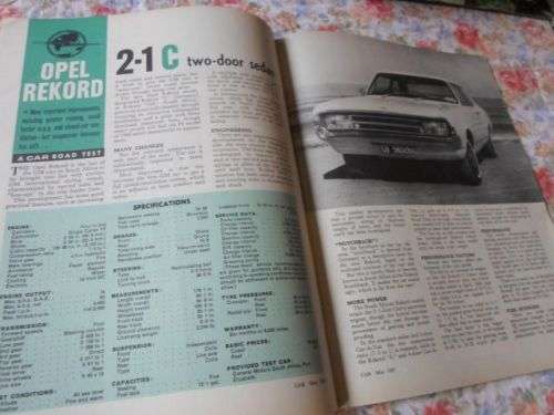 CAR MAGAZINE MAY 1967 ( VOLVO 122S , OPEL REKORD 2-1 C , FIAT 850 SUPER , WOLSELEY 1100
