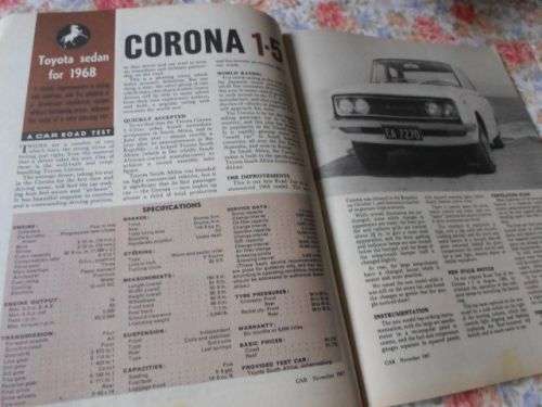 CAR MAGAZINE NOVEMBER 1967 ( TOYOTA CORONA , CHEVY 2 NOVA 230 , TAUNUS 17ME , DATSUN 2000