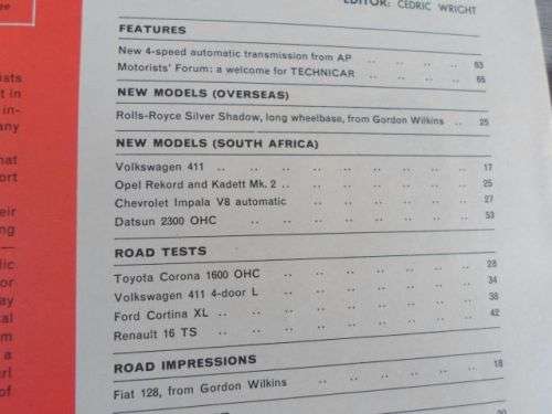 CAR MAGAZINE JULY 1969 ( VW BEETLE , TOYOTA CORONA , VW 411L , FORD CORTINA XL 1600 , RENAULT 16 TS