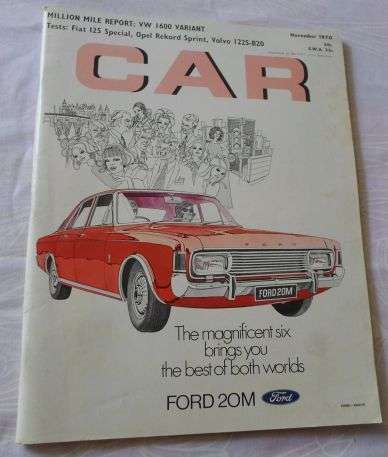 S.A. CAR MAGAZINE NOVEMBER 1970 ( FIAT 125 SPECIAL , OPEL REKORD SPRINT , VOLVO 122S-B20 , VW 1600 )