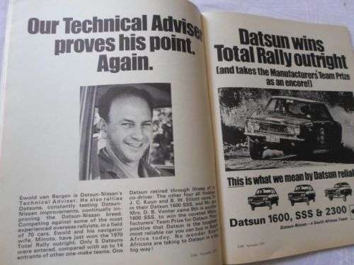 S.A. CAR MAGAZINE NOVEMBER 1970 ( FIAT 125 SPECIAL , OPEL REKORD SPRINT , VOLVO 122S-B20 , VW 1600 )