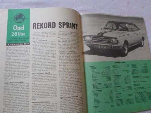 S.A. CAR MAGAZINE NOVEMBER 1970 ( FIAT 125 SPECIAL , OPEL REKORD SPRINT , VOLVO 122S-B20 , VW 1600 )