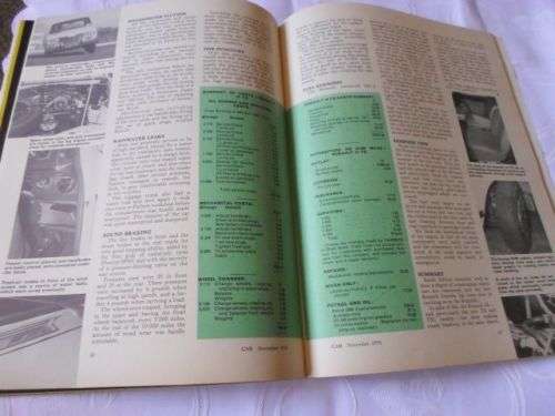 S.A. CAR MAGAZINE NOVEMBER 1970 ( FIAT 125 SPECIAL , OPEL REKORD SPRINT , VOLVO 122S-B20 , VW 1600 )