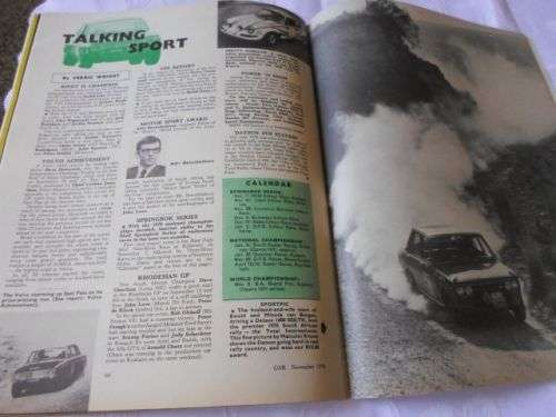 S.A. CAR MAGAZINE NOVEMBER 1970 ( FIAT 125 SPECIAL , OPEL REKORD SPRINT , VOLVO 122S-B20 , VW 1600 )