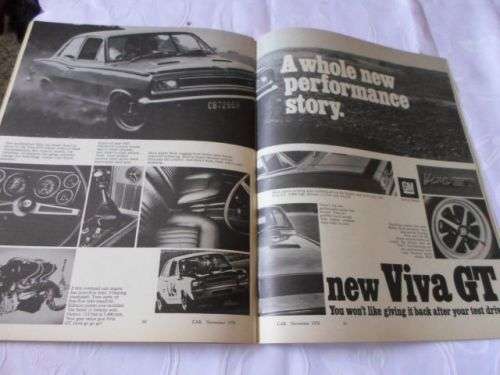 S.A. CAR MAGAZINE NOVEMBER 1970 ( FIAT 125 SPECIAL , OPEL REKORD SPRINT , VOLVO 122S-B20 , VW 1600 )