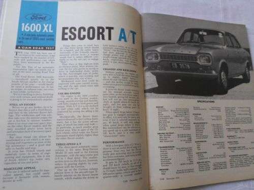 S.A. CAR MAGAZINE DECEMBER 1970 ( FORD ESCORT , FIAT 850 , RAMBLER HORNET )