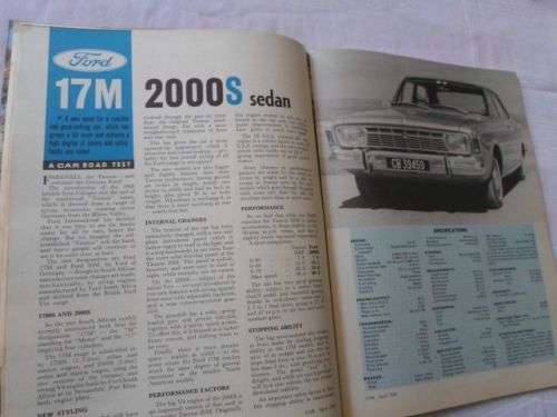 S.A. CAR MAGAZINE APRIL 1968 ( PEUGEOT 404 , AUSTIN 11/55 , FORD 17M , LANCIA FLAVIA , VAUXHALL VIVA