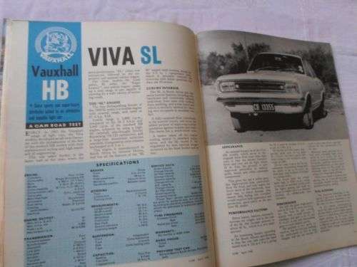 S.A. CAR MAGAZINE APRIL 1968 ( PEUGEOT 404 , AUSTIN 11/55 , FORD 17M , LANCIA FLAVIA , VAUXHALL VIVA