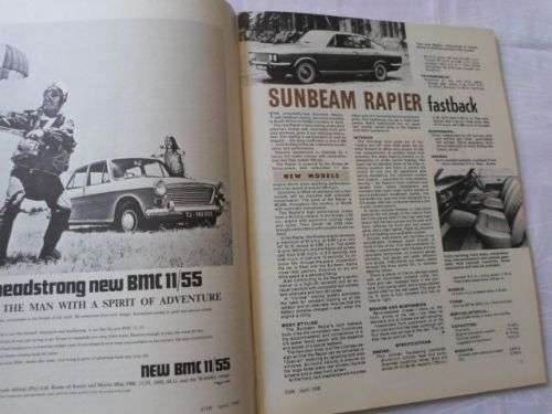 S.A. CAR MAGAZINE APRIL 1968 ( PEUGEOT 404 , AUSTIN 11/55 , FORD 17M , LANCIA FLAVIA , VAUXHALL VIVA