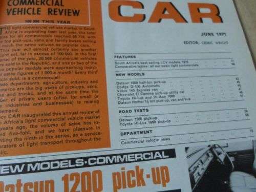 S.A. CAR MAGAZINE JUNE 1971 ( VW BEETLE , CITROEN DS-20 , TRIUMPH 2000 , DATSUN 1500 PICK-UP )