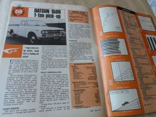 S.A. CAR MAGAZINE JUNE 1971 ( VW BEETLE , CITROEN DS-20 , TRIUMPH 2000 , DATSUN 1500 PICK-UP )