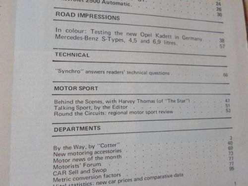 S.A. CAR MAGAZINE SEPTEMBER 1973 ( AUSTIN MARINA , DATSUN 260C , FORD CORTINA BIG SIX , CHEV 2500 )