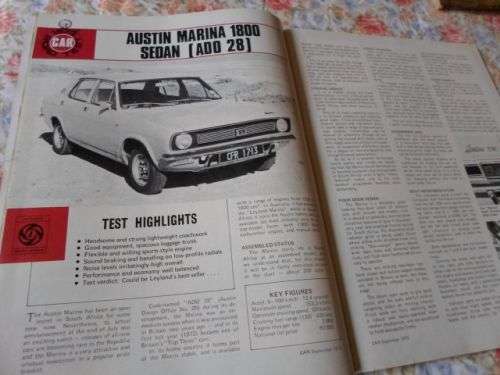 S.A. CAR MAGAZINE SEPTEMBER 1973 ( AUSTIN MARINA , DATSUN 260C , FORD CORTINA BIG SIX , CHEV 2500 )