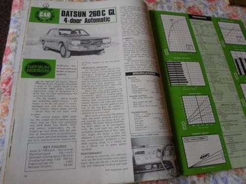 S.A. CAR MAGAZINE SEPTEMBER 1973 ( AUSTIN MARINA , DATSUN 260C , FORD CORTINA BIG SIX , CHEV 2500 )