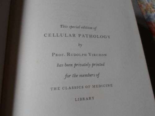 CELLULAR PATHOLOGY - RUDOLPH VIRCHOW - CLASSICS OF MEDICINE LIBRARY