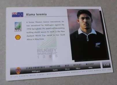 ALAMA LEREMIA - NEW ZEALAND RUGBY - 1995 RUGBY WORLD CUP SPORTS DECK CARD NUMBER 150