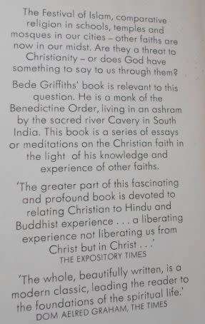 RETURN TO THE CENTRE -  BEDE GRIFFITHS