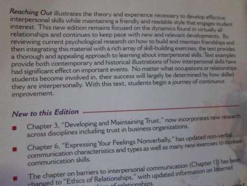 REACHING OUT - INTERPERSONAL EFFECTIVENESS AND SELF-ACTUALIZATION - DAVID W JOHNSON ( EIGHTH EDITION