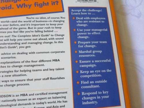 CHANGE MANAGEMENT - COMPLETE IDIOT'S GUIDE TO - JEFF DAVIDSON