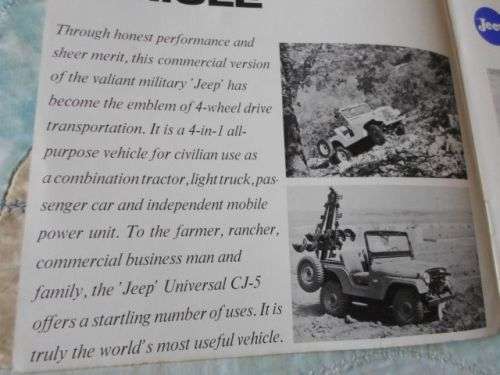 WILLYS JEEP CJ-5 - SALES BROCHURE ./ PROMOTIONAL BROCHURE