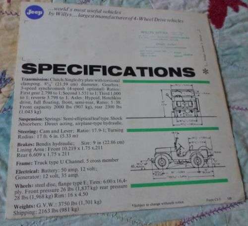 WILLYS JEEP CJ-5 - SALES BROCHURE ./ PROMOTIONAL BROCHURE