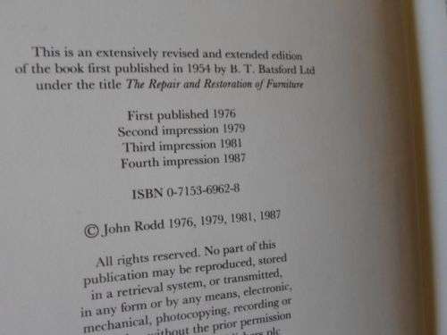 REPAIRING AND RESTORING ANTIQUE FURNITURE - JOHN RODD