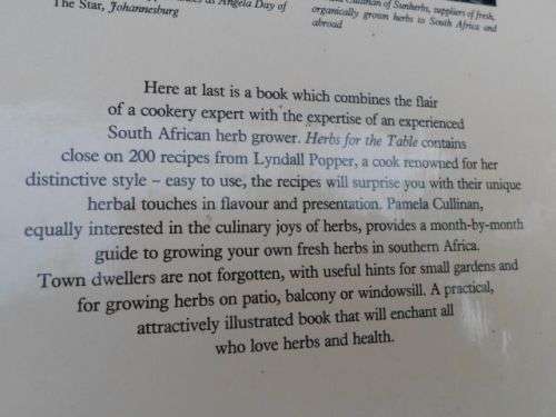 HERBS FOR THE TABLE - SOUTH AFRICAN RECIPES AND HERBAL ADVICE - LYNDALL POPPER & PAMELA CULLINAN