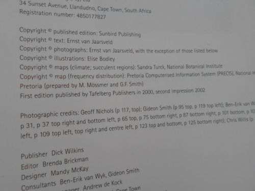 SUCCULENTS OF SOUTH AFRICA - ERNST VAN JAARSVELD , BER-ERIK VAN WYK , GIDEON SMITH , ELISE BODLEY