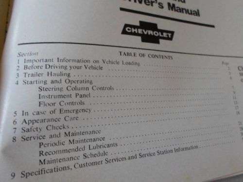 CHEVROLET L.U.V.  OWNERS HANDBOOK