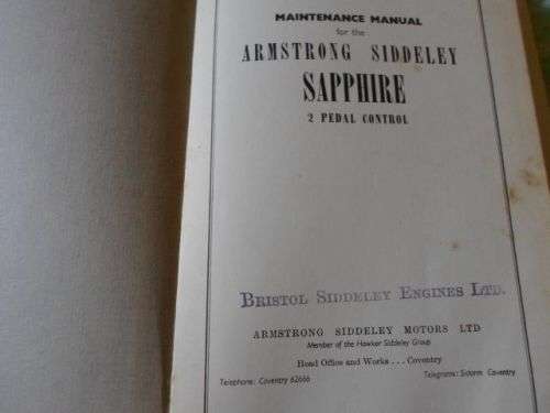 MAINTENANCE MANUAL FOR THE ARMSTRONG SIDDELEY SAPPHIRE