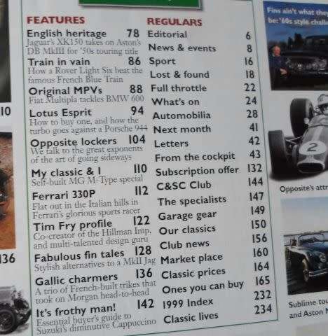 CLASSIC & SPORTS CAR MARCH 2000 ( LOTUS ESPRIT , FERRARI 330P , JAGUAR XK150 , ASOTN DB MKIII , MG )