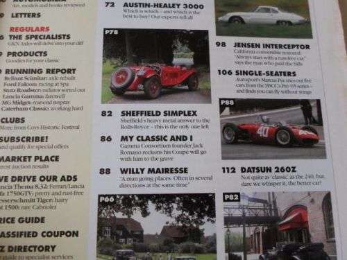 CLASSIC AND SPORTSCAR OCOTBER 1995 ( S.A. DART , HEALEY 3000 , JENSEN INTERCEPTOR , DATSUN 260Z )