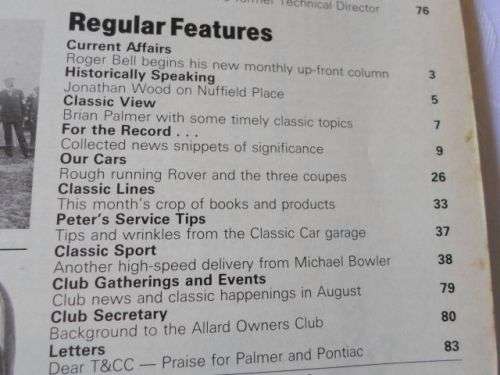 THOROUGHBRED & CLASSIC CARS MAGAZINE AUGUST 1981 ( TRIUMPH SPITFIRE , AUSTIN ,
