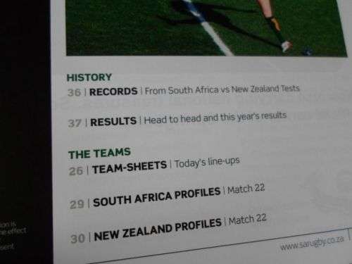 SOUTH AFRICA VS NEW ZEALAND 16 AUGUST 2008 - RUGBY PROGRAMME & TICKETS ( weight 200 grams )