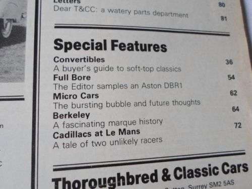 THOROUGHBRED & CLASSIC CARS MAGAZINE JULY 1981 ( ARMSTRONG SIDDELEY , ASTON MARTIN DBR1 )