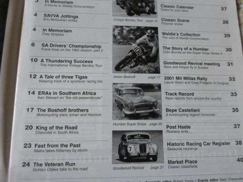 CLASSIC CAR AFRICA MAGAZINE FIRST QUARTER 2002 ( weight 0,10 kg )