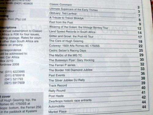 CLASSIC CAR AFRICA MAGAZINE SECOND QUARTER 1995 ( weight 0,10 kg )