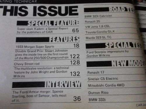 CAR MAGAZINE JUNE 1985 ( VW JETTA 1,6 GL CSL , RENAULT 25 , MAZDA 323 SL , BMW 323i CABRIOLET )