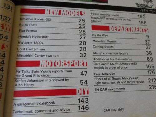 CAR MAGAZINE JULY 1985 ( OPEL KADETT GSi , BMW528i , RENAULT 9 ) weight 0,10 kg