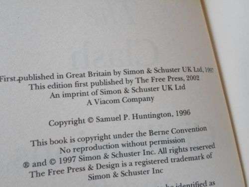 THE CLASH OF CIVILIZATIONS AND THE REMAKING OF THE WORLD ORDER - SAMUEL P HUNTINGTON ( weight 0,30 k