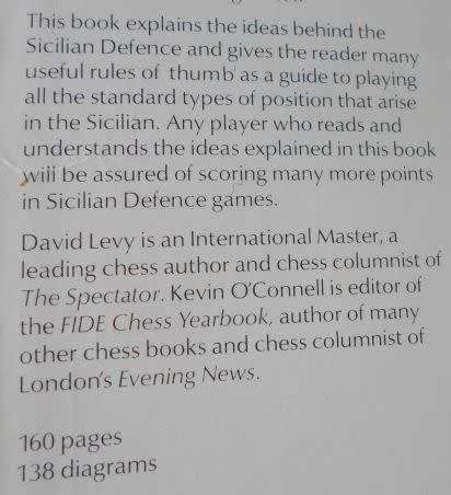 HOW TO PLAY THE SICILIAN DEFENCE - DAVID N.L. LEVY & KEVIN J O'CONNELL ( 0.30 kg )