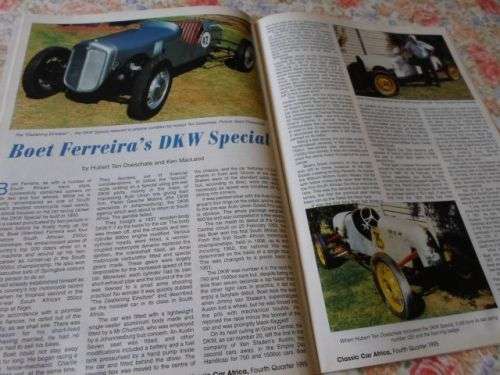 CLASSIC CAR AFRICA MAGAZINE FOURTH QUARTER 1995 ( GSM DART , DKW ) weight 0,20 kg